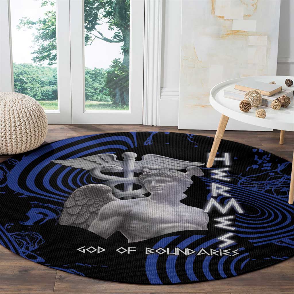 Ancient Greek Hermes Round Carpet God Of Boundaries - Wonder Print Shop