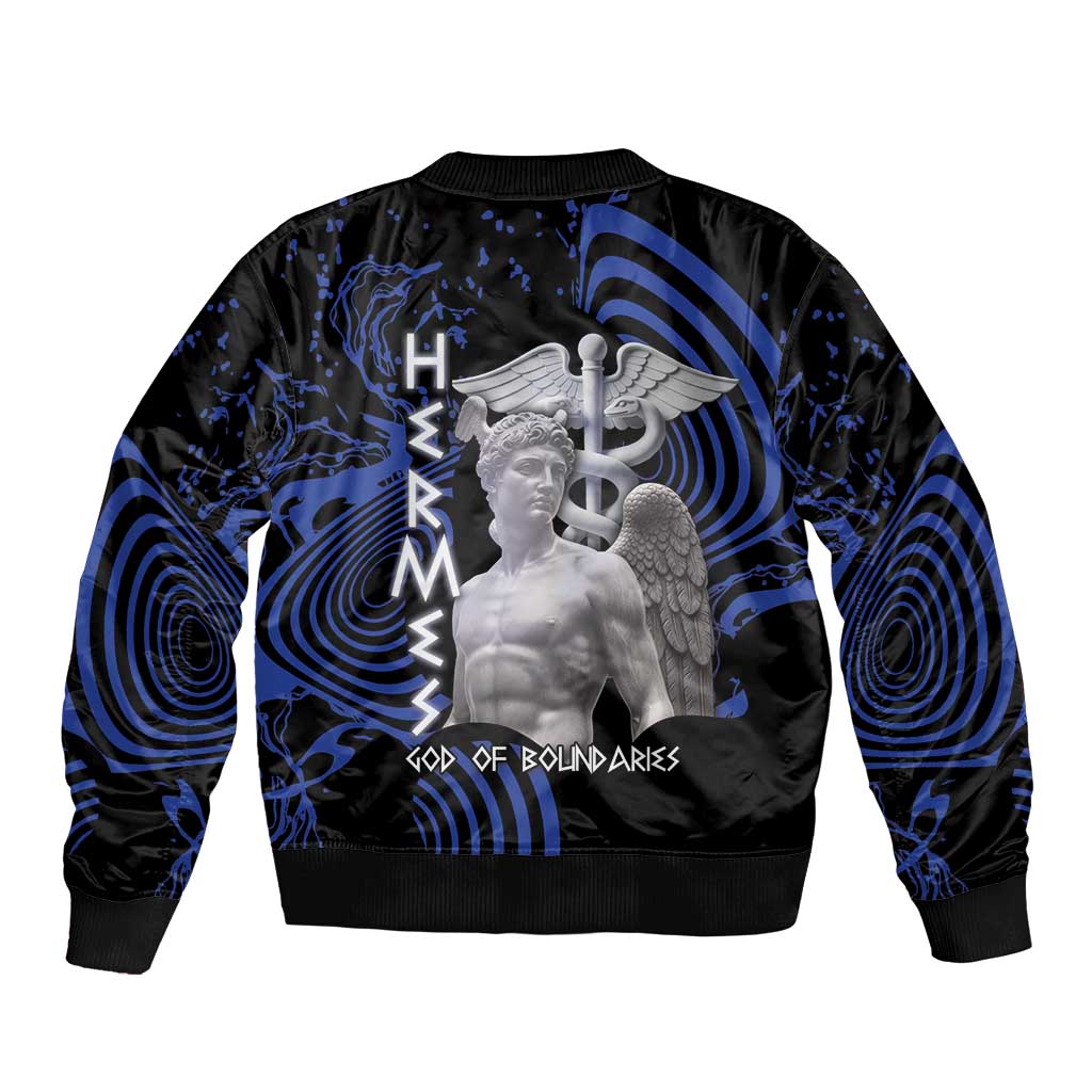 Ancient Greek Hermes Sleeve Zip Bomber Jacket God Of Boundaries - Wonder Print Shop