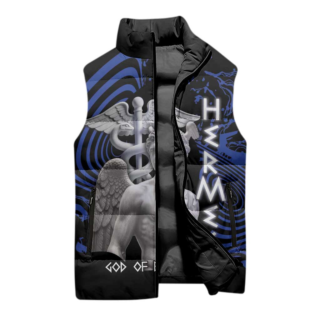 Ancient Greek Hermes Sleeveless Puffer Jacket God Of Boundaries - Wonder Print Shop