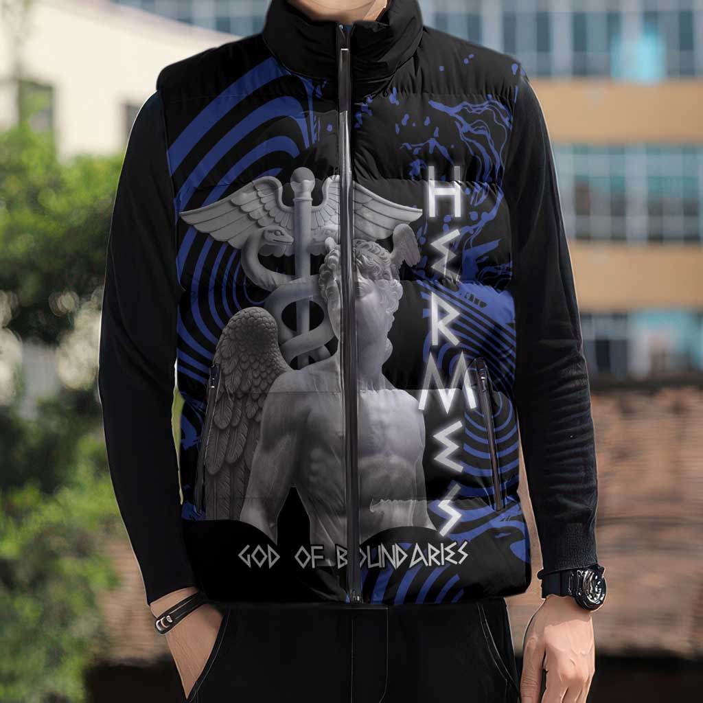 Ancient Greek Hermes Sleeveless Puffer Jacket God Of Boundaries - Wonder Print Shop