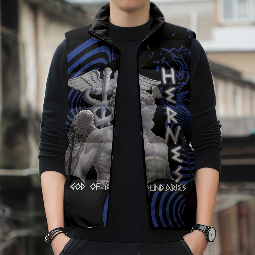 Ancient Greek Hermes Sleeveless Puffer Jacket God Of Boundaries - Wonder Print Shop