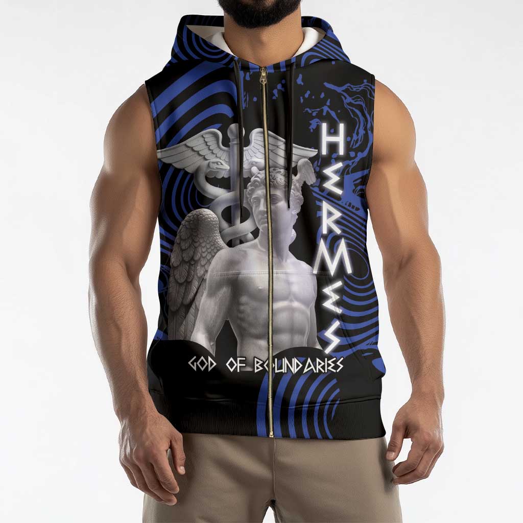Ancient Greek Hermes Sleeveless Zip Hoodie God Of Boundaries - Wonder Print Shop