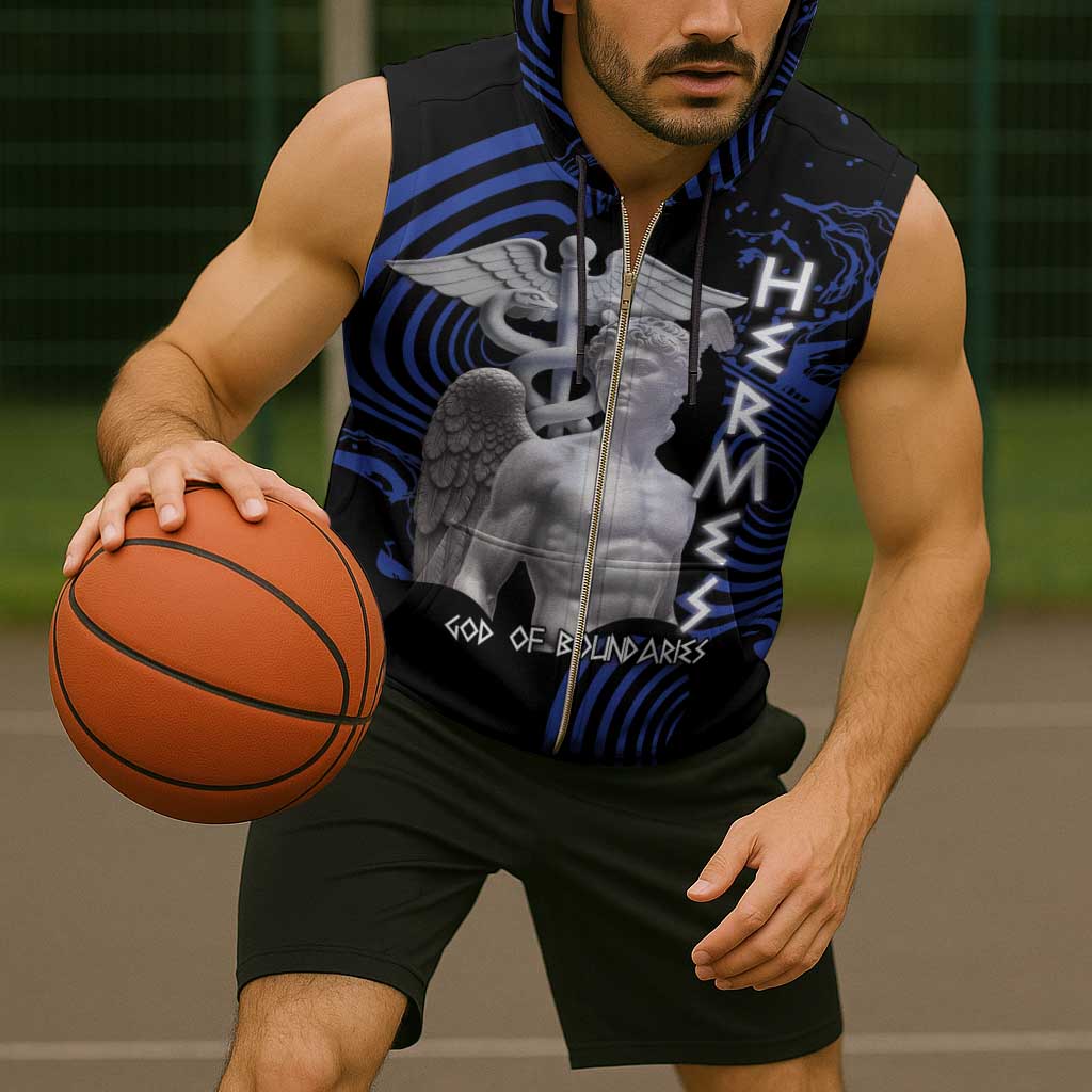 Ancient Greek Hermes Sleeveless Zip Hoodie God Of Boundaries - Wonder Print Shop