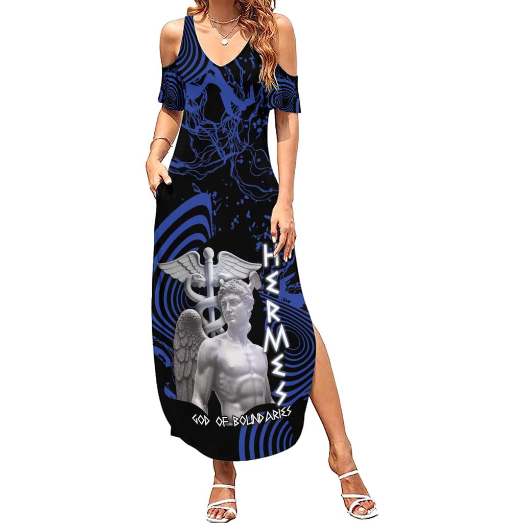 Ancient Greek Hermes Summer Maxi Dress God Of Boundaries - Wonder Print Shop