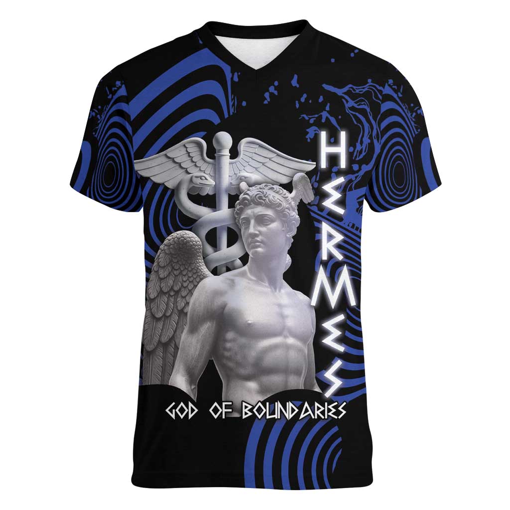 Ancient Greek Hermes Women V-Neck T-Shirt God Of Boundaries - Wonder Print Shop