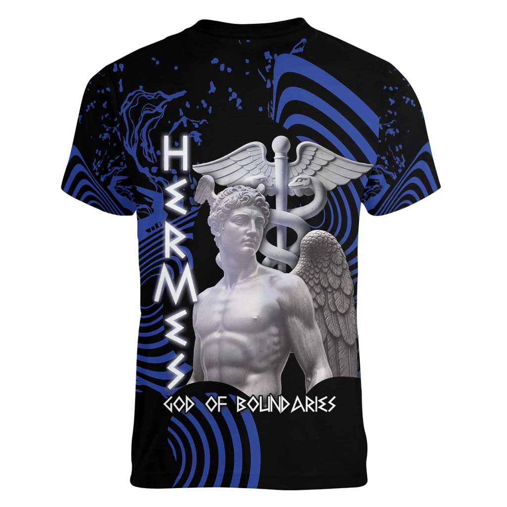 Ancient Greek Hermes Women V-Neck T-Shirt God Of Boundaries - Wonder Print Shop