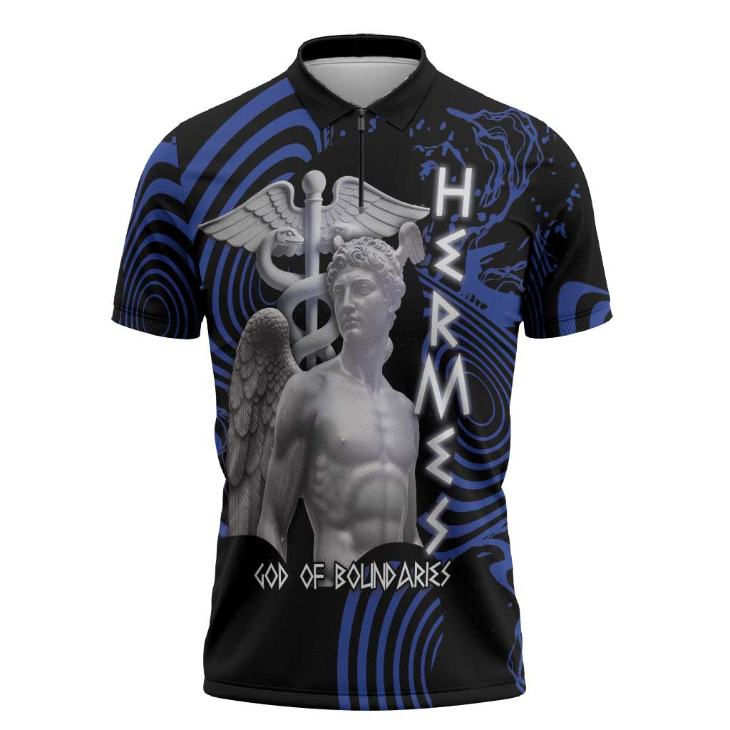 Ancient Greek Hermes Zipper Polo Shirt God Of Boundaries - Wonder Print Shop
