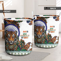 India Independence Day Laundry Basket Royal Tiger Ashoka Chakra Paisley Pattern