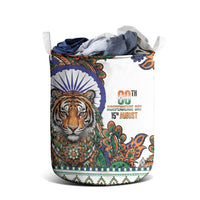 India Independence Day Laundry Basket Royal Tiger Ashoka Chakra Paisley Pattern