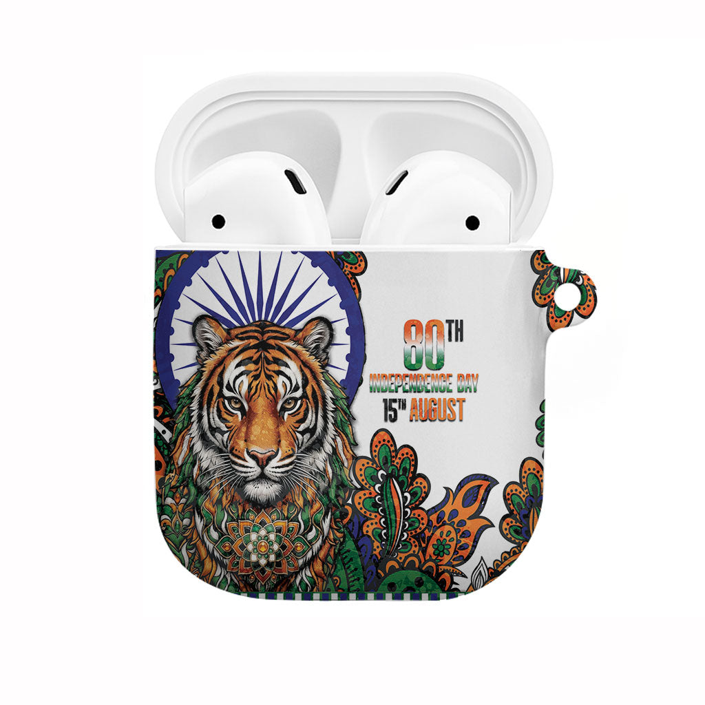 India Independence Day AirPods Case Royal Tiger Ashoka Chakra Paisley Pattern