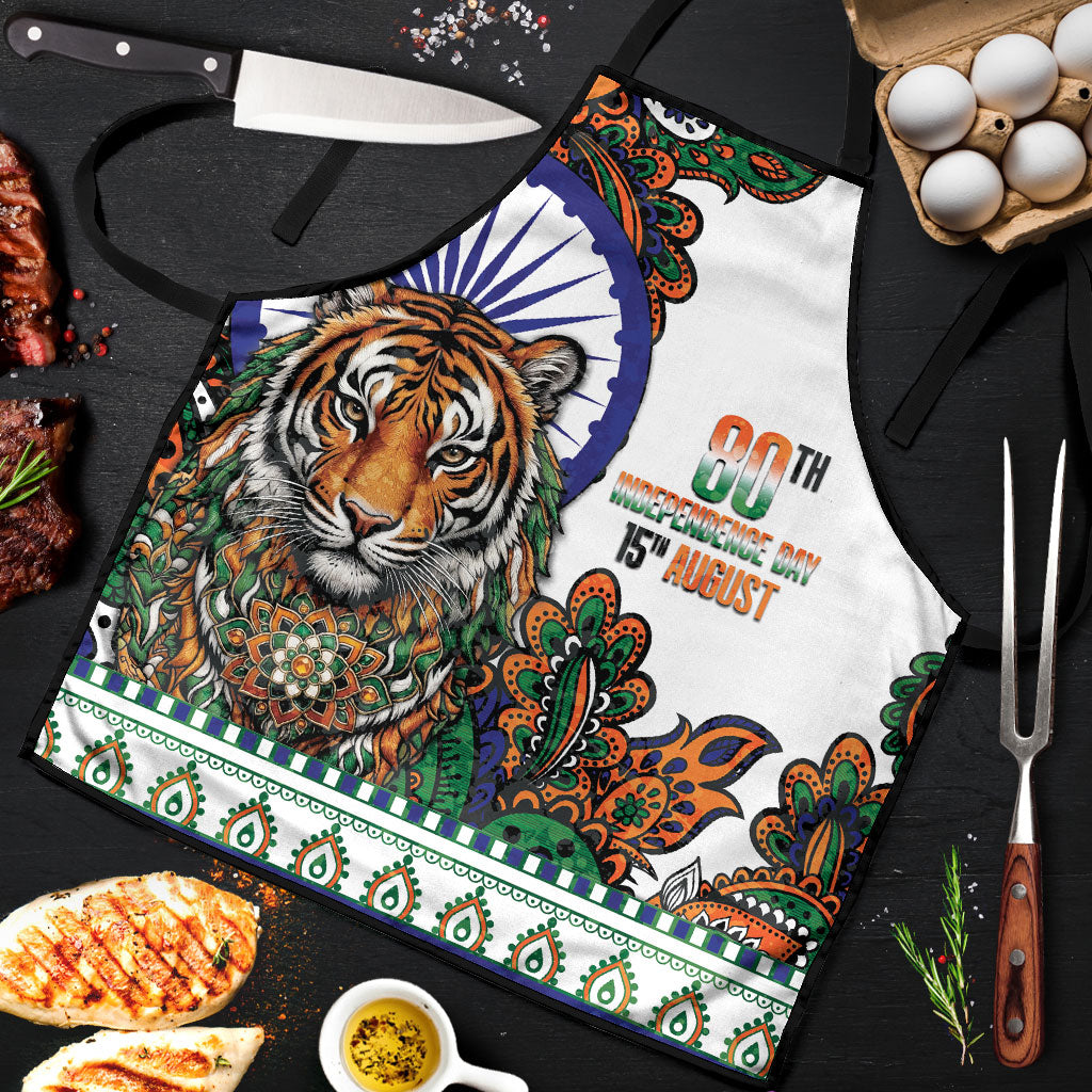 India Independence Day Apron Royal Tiger Ashoka Chakra Paisley Pattern