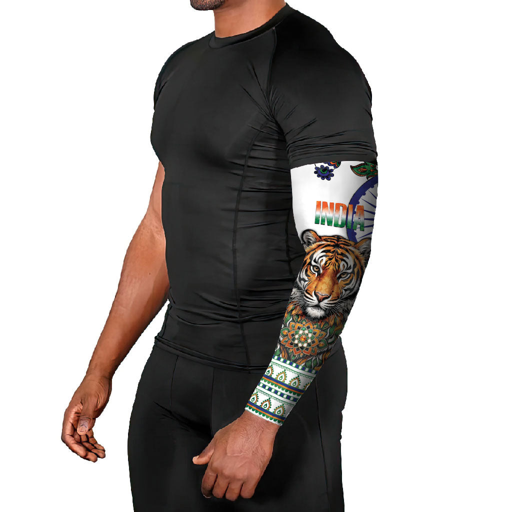 India Independence Day Arm Sleeves Royal Tiger Ashoka Chakra Paisley Pattern