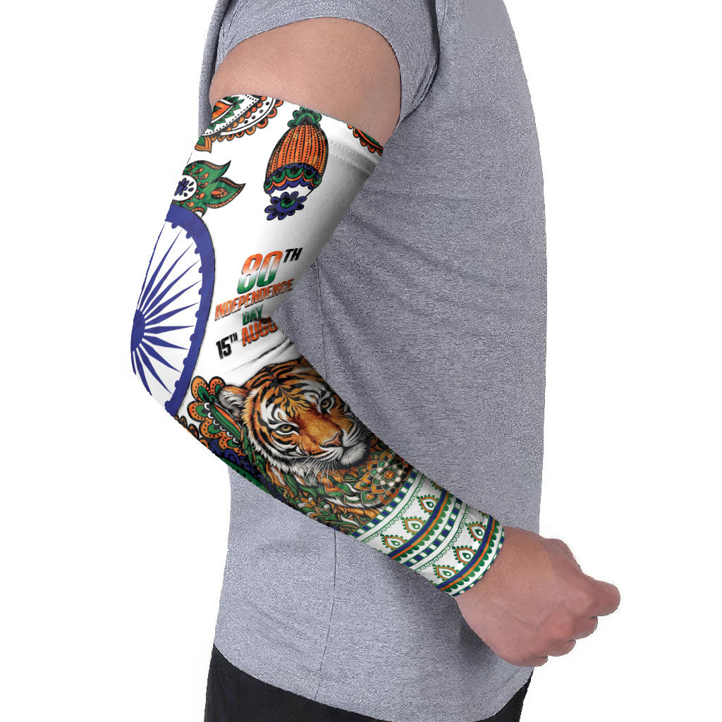 India Independence Day Arm Sleeves Royal Tiger Ashoka Chakra Paisley Pattern