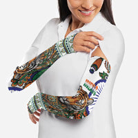 India Independence Day Arm Sleeves Royal Tiger Ashoka Chakra Paisley Pattern