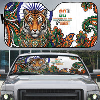 India Independence Day Auto Sun Shade Royal Tiger Ashoka Chakra Paisley Pattern