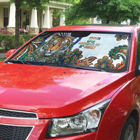 India Independence Day Auto Sun Shade Royal Tiger Ashoka Chakra Paisley Pattern