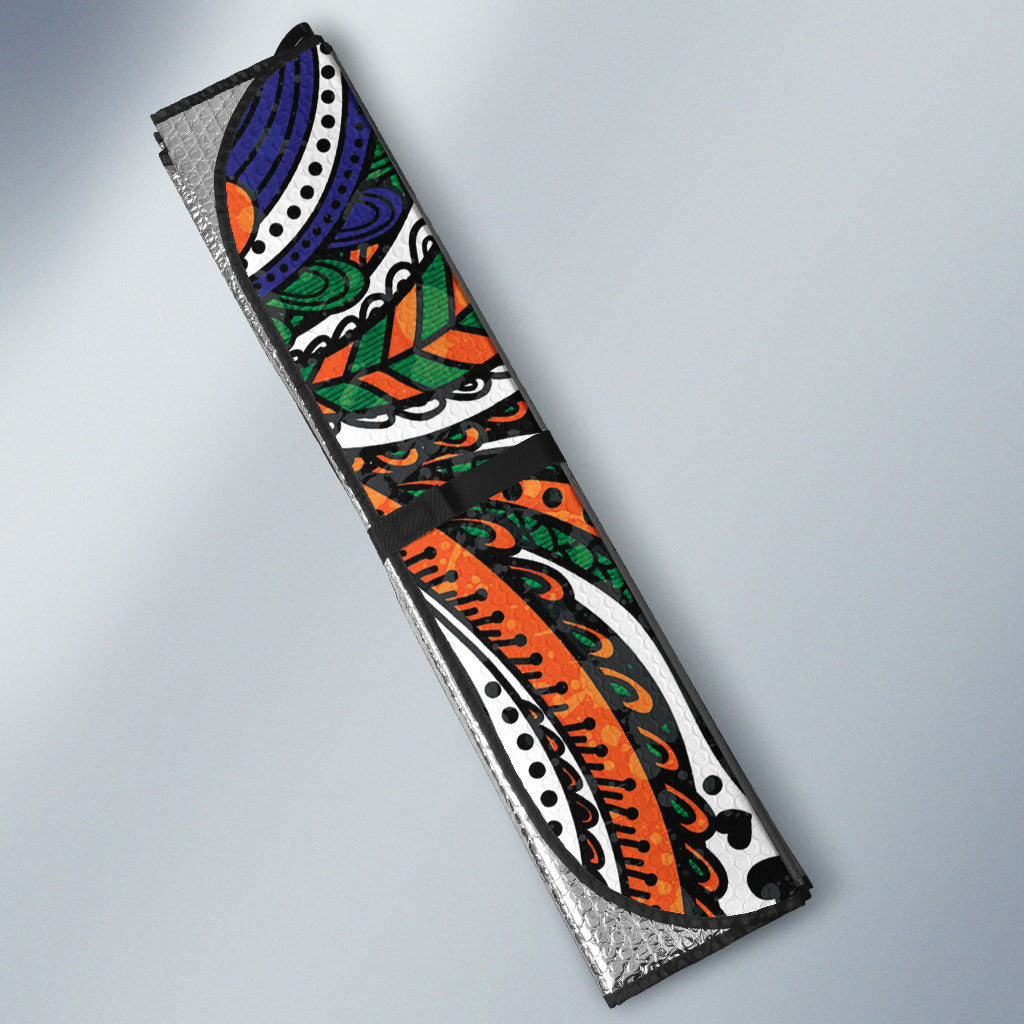 India Independence Day Auto Sun Shade Royal Tiger Ashoka Chakra Paisley Pattern