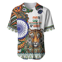 India Independence Day Baseball Jersey Royal Tiger Ashoka Chakra Paisley Pattern