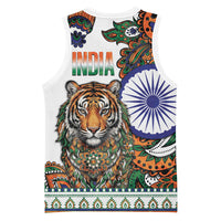 India Independence Day Basketball Jersey Royal Tiger Ashoka Chakra Paisley Pattern