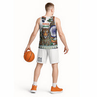 India Independence Day Basketball Jersey Royal Tiger Ashoka Chakra Paisley Pattern