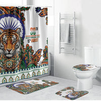 India Independence Day Bathroom Set Royal Tiger Ashoka Chakra Paisley Pattern