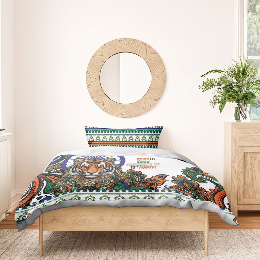 India Independence Day Bedding Set Royal Tiger Ashoka Chakra Paisley Pattern