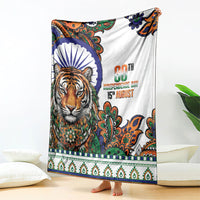 India Independence Day Blanket Royal Tiger Ashoka Chakra Paisley Pattern