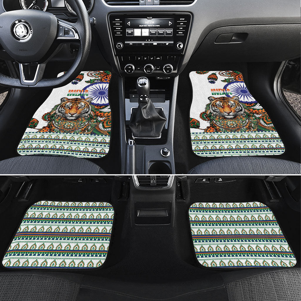 India Independence Day Car Mats Royal Tiger Ashoka Chakra Paisley Pattern