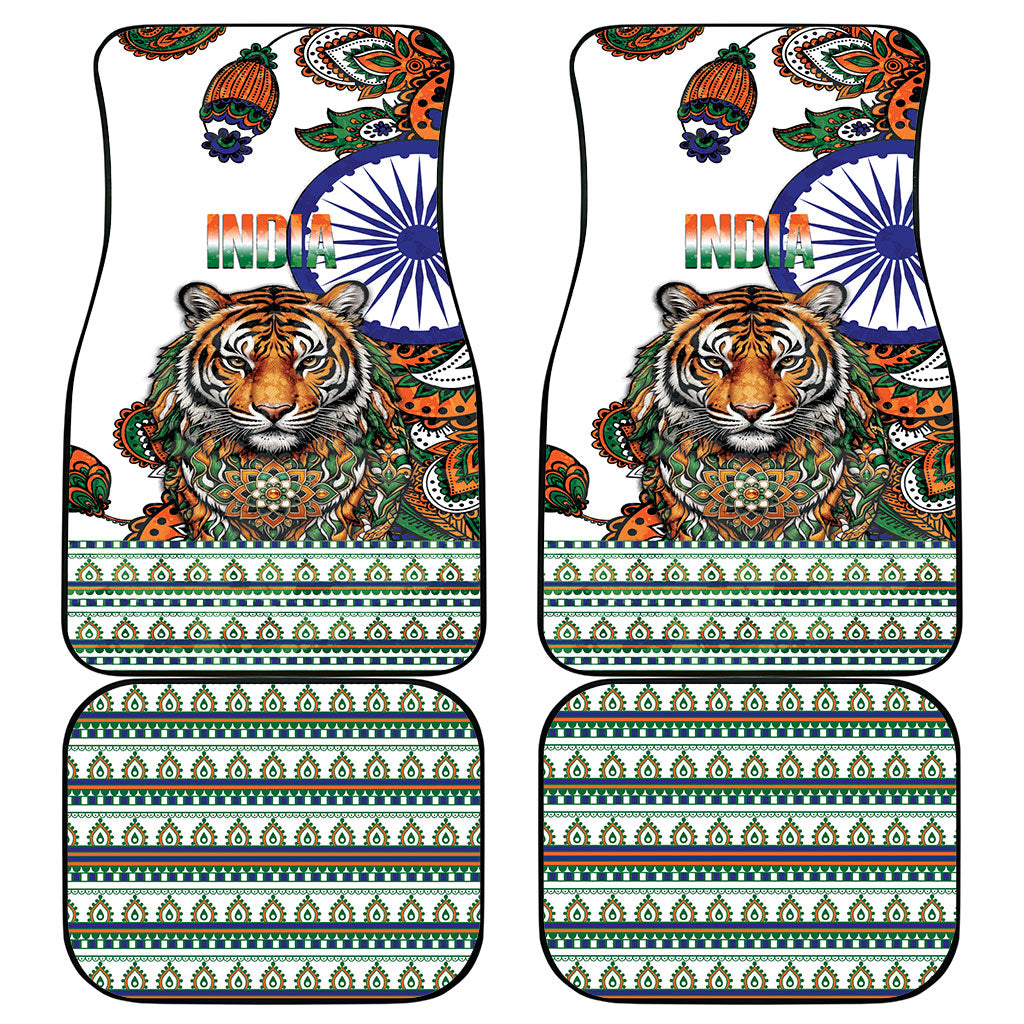 India Independence Day Car Mats Royal Tiger Ashoka Chakra Paisley Pattern