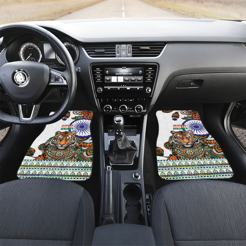 India Independence Day Car Mats Royal Tiger Ashoka Chakra Paisley Pattern