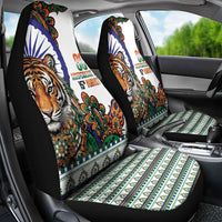India Independence Day Car Seat Cover Royal Tiger Ashoka Chakra Paisley Pattern