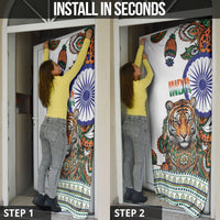 India Independence Day Door Cover Royal Tiger Ashoka Chakra Paisley Pattern