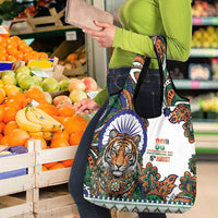 India Independence Day Grocery Bag Royal Tiger Ashoka Chakra Paisley Pattern