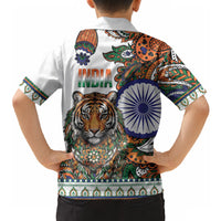 India Independence Day Hawaiian Shirt Royal Tiger Ashoka Chakra Paisley Pattern
