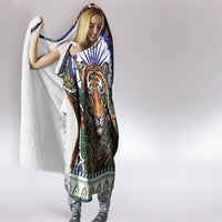 India Independence Day Hooded Blanket Royal Tiger Ashoka Chakra Paisley Pattern
