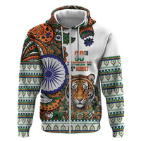 India Independence Day Hoodie Royal Tiger Ashoka Chakra Paisley Pattern