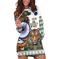 India Independence Day Hoodie Dress Royal Tiger Ashoka Chakra Paisley Pattern