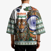 India Independence Day Kimono Royal Tiger Ashoka Chakra Paisley Pattern