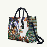 India Independence Day Leather Bag Royal Tiger Ashoka Chakra Paisley Pattern