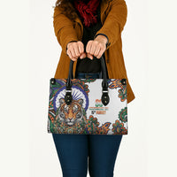 India Independence Day Leather Bag Royal Tiger Ashoka Chakra Paisley Pattern