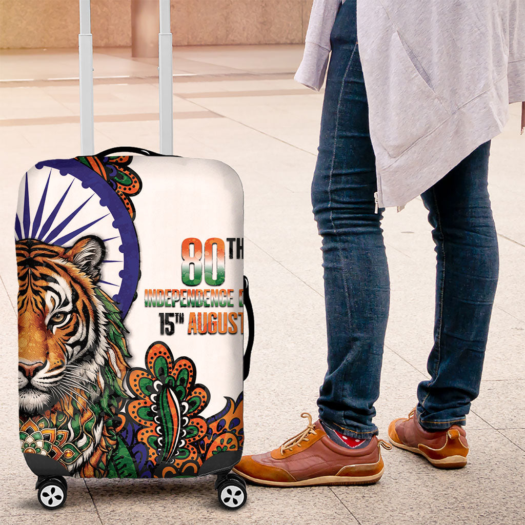 India Independence Day Luggage Cover Royal Tiger Ashoka Chakra Paisley Pattern