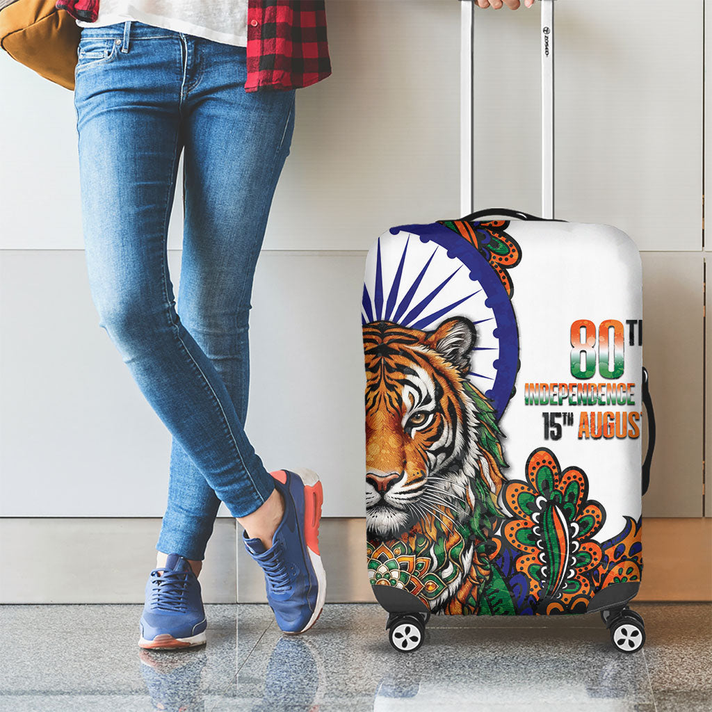 India Independence Day Luggage Cover Royal Tiger Ashoka Chakra Paisley Pattern