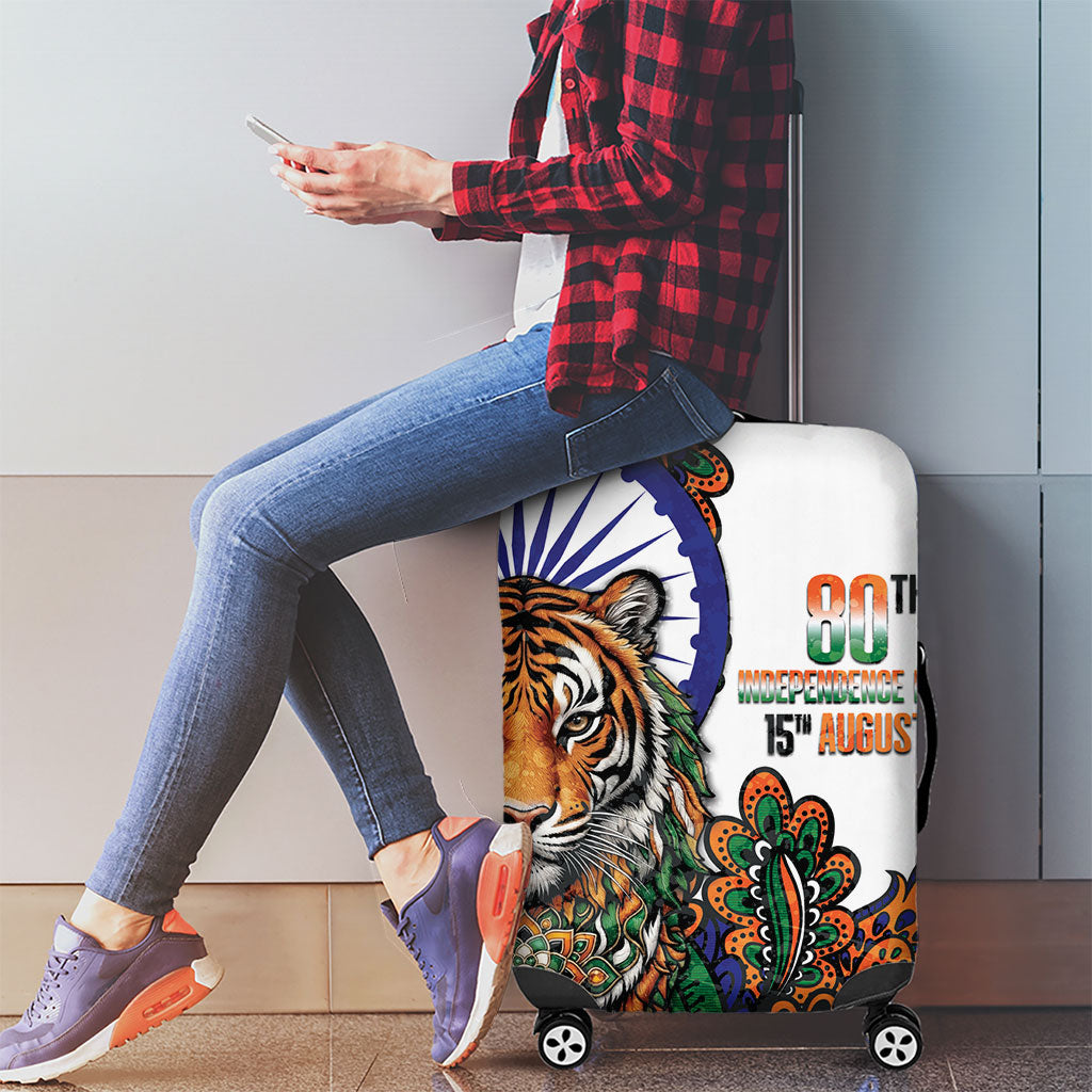 India Independence Day Luggage Cover Royal Tiger Ashoka Chakra Paisley Pattern