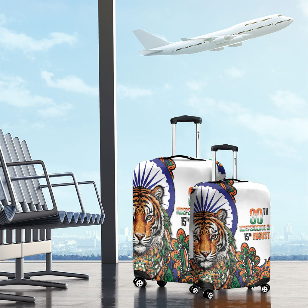 India Independence Day Luggage Cover Royal Tiger Ashoka Chakra Paisley Pattern