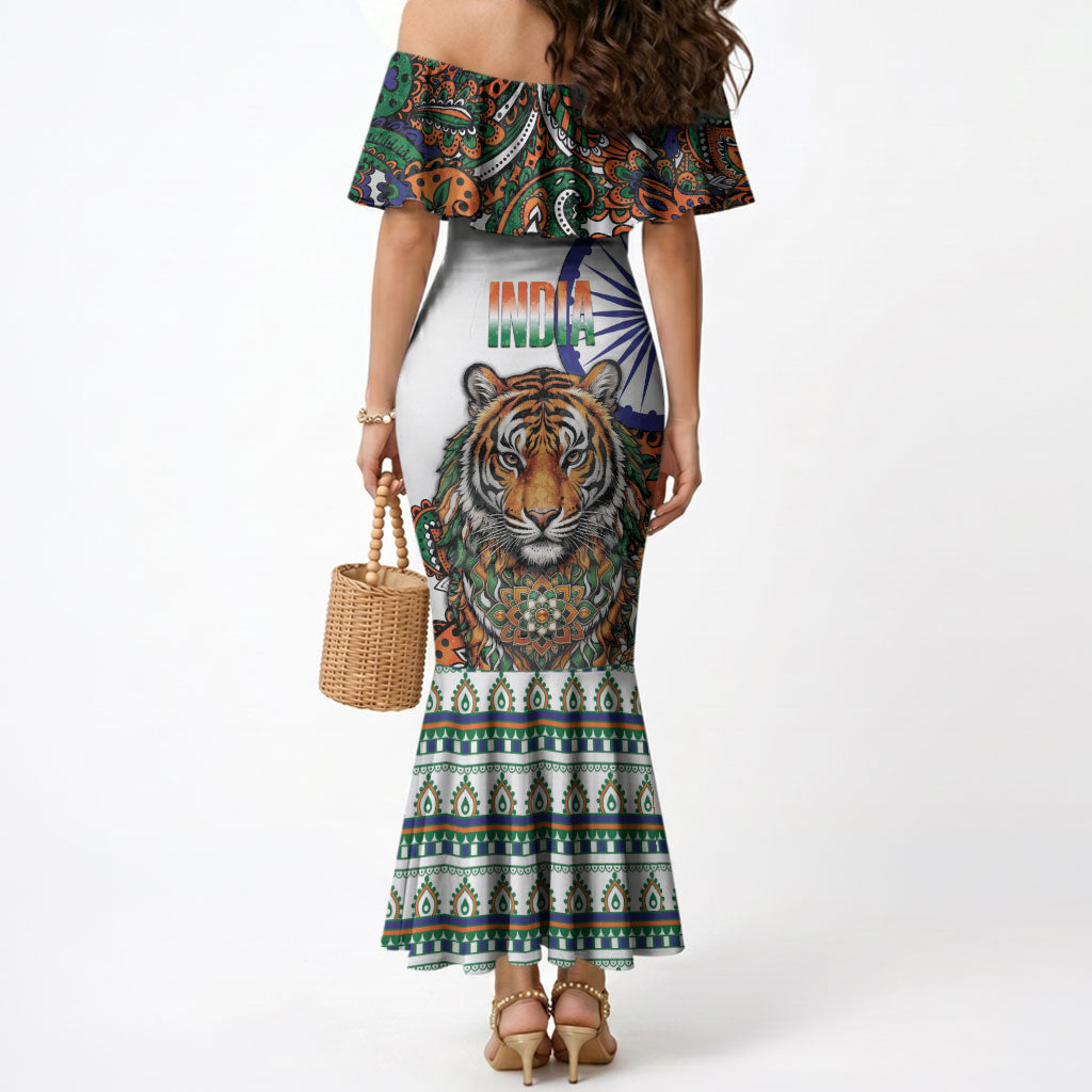 India Independence Day Mermaid Dress Royal Tiger Ashoka Chakra Paisley Pattern