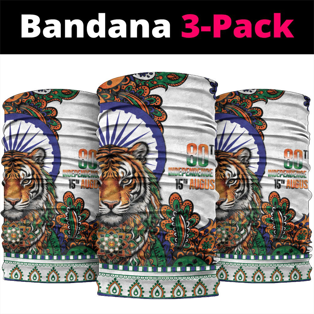 India Independence Day Neck Gaiter Royal Tiger Ashoka Chakra Paisley Pattern
