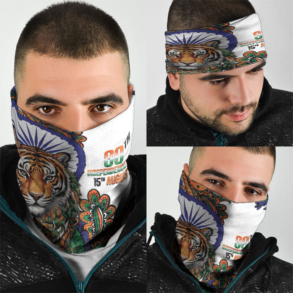 India Independence Day Neck Gaiter Royal Tiger Ashoka Chakra Paisley Pattern