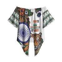 India Independence Day Off Shoulder Wrap Waist Top Royal Tiger Ashoka Chakra Paisley Pattern