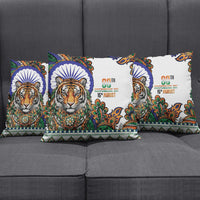 India Independence Day Pillow Cover Royal Tiger Ashoka Chakra Paisley Pattern