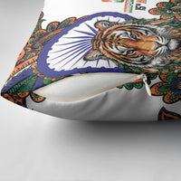 India Independence Day Pillow Cover Royal Tiger Ashoka Chakra Paisley Pattern